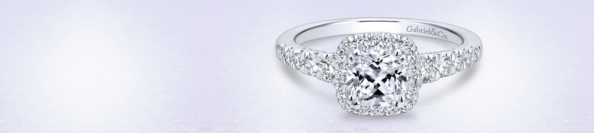 14K White Gold Cushion Halo Diamond Engagement Ring angle 